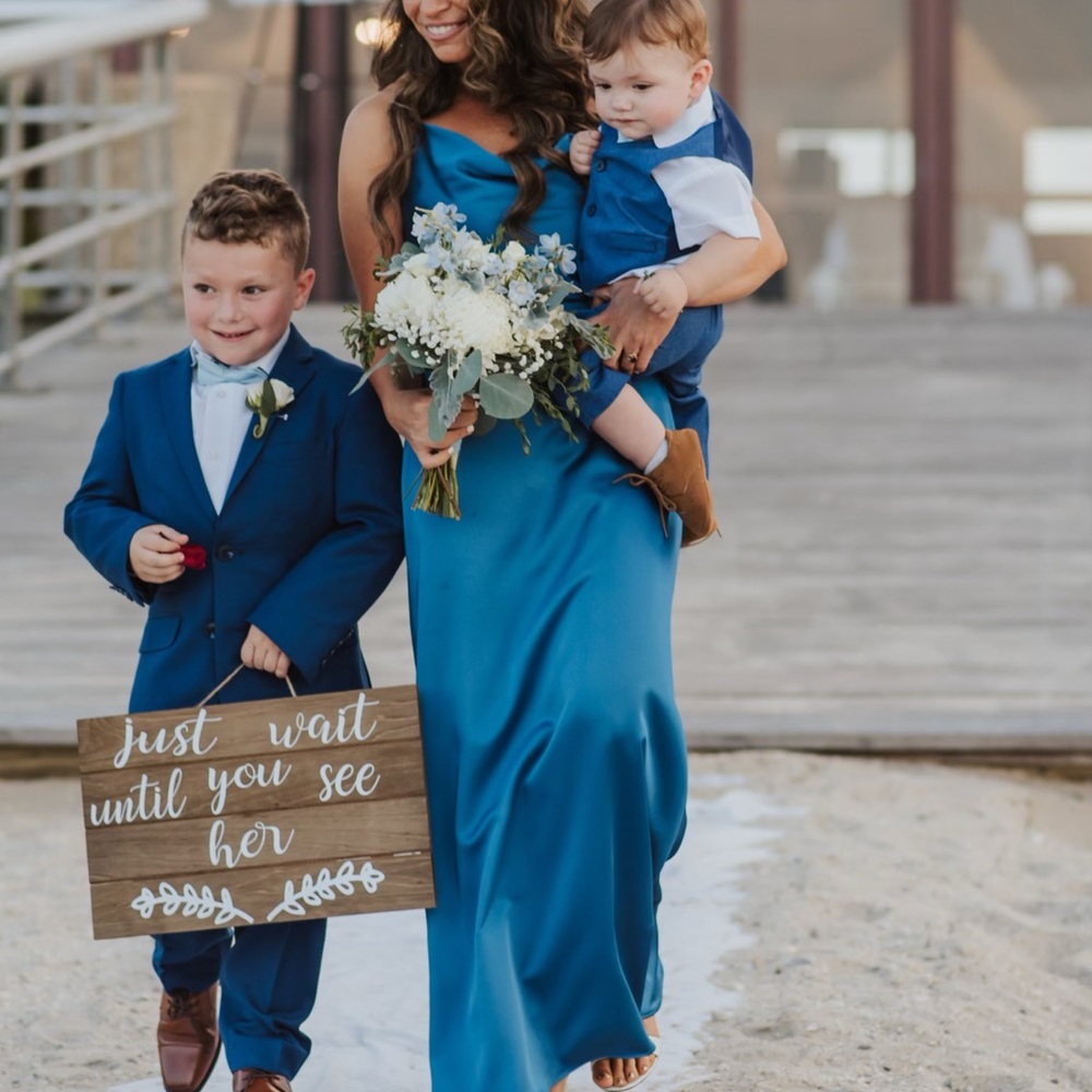 Dessy Style 3056 Dusk blue bridesmaid dress